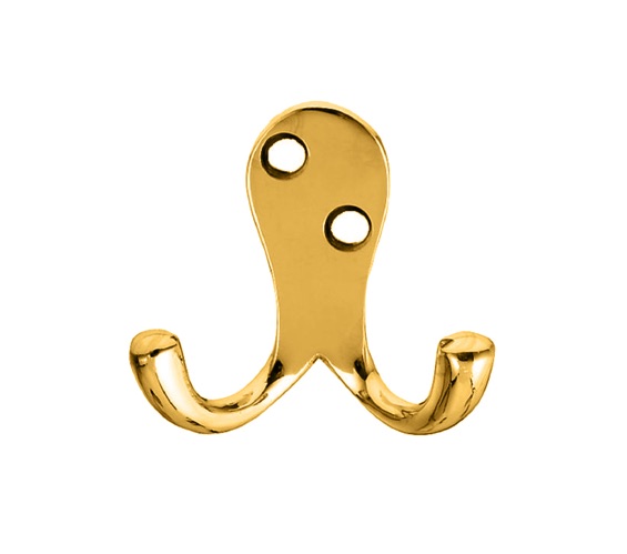 Carlisle Brass Victorian Double Robe Hook, Polished Brass - AA27 from Door  Handle Company