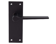 Carlisle Brass Velino Door Handles On Slim Backplate, Matt Black - EUL021MB (sold in pairs)
