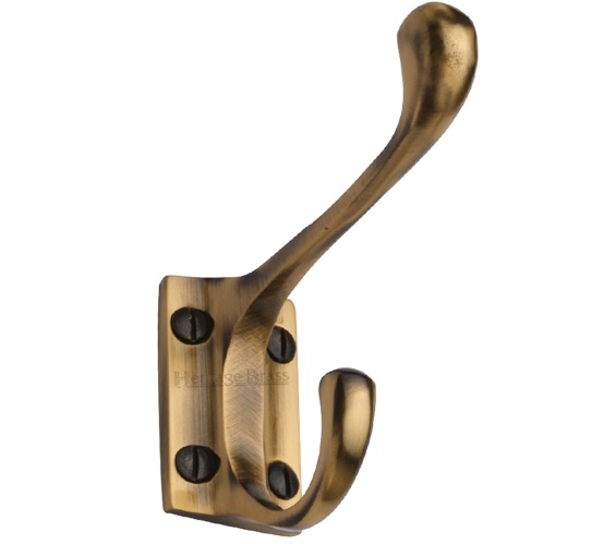 Heritage Brass Hat & Coat Hook (86mm Projection), Antique Brass - V1056-AT  from Door Handle Company