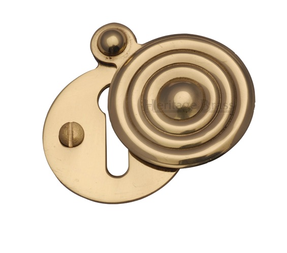 Heritage Brass Standard Round Reeded Covered Key Escutcheon, Polished ...