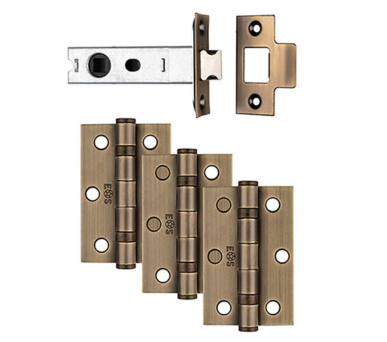 Carlisle Brass Belas Door Pack Including Handles On Round Rose, 3 Latch &  3 x 2 Hinges (x3), Antique Brass - UDP006AB/INTB (sold in pairs) from Door  Handle Company